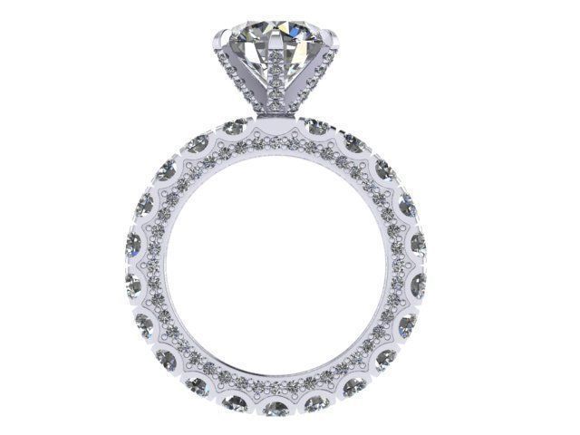 Three Row Diamond Ring  3D print model_2