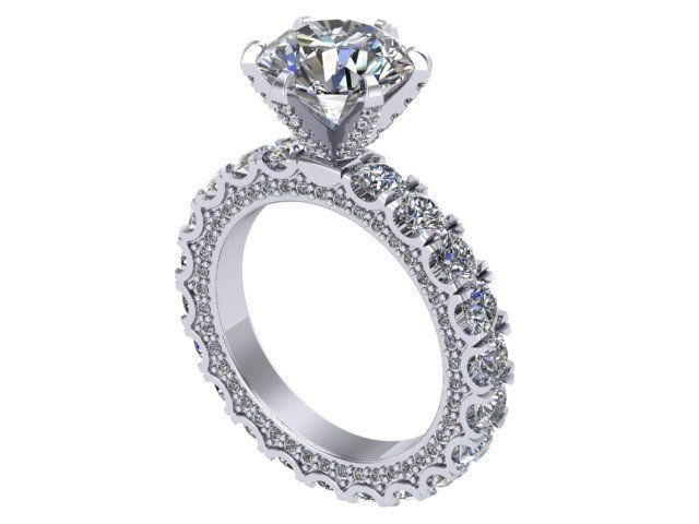 Three Row Diamond Ring  3D print model_8