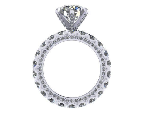 Three Row Diamond Ring  3D print model_1