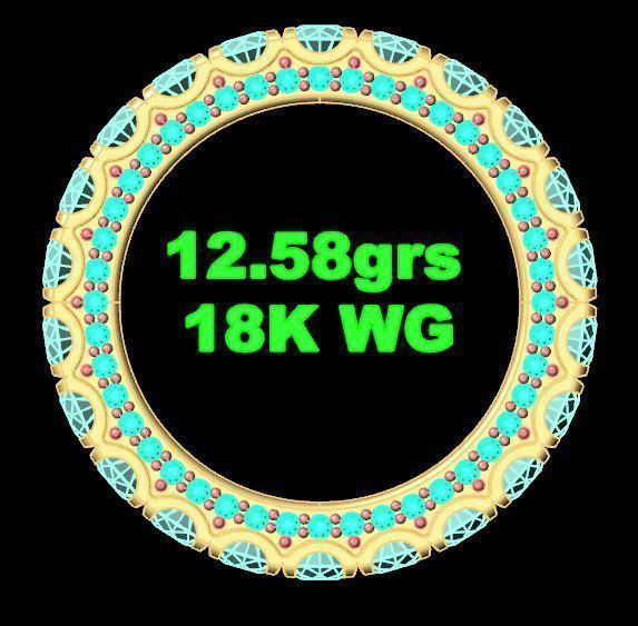 Three Row Diamond Ring  3D print model_5