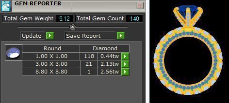 Three Row Diamond Ring  3D print model_6