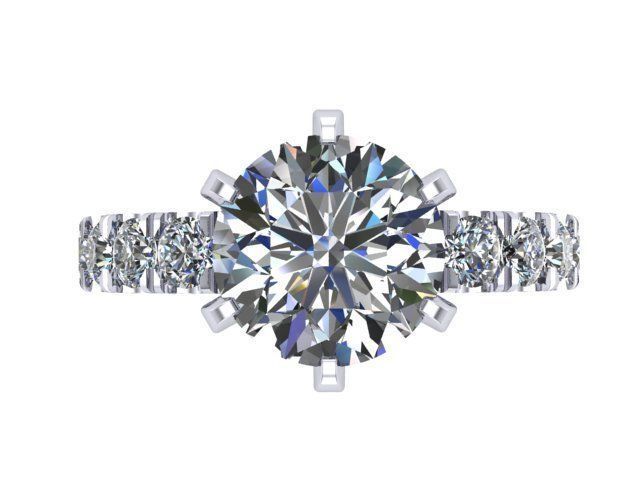 Three Row Diamond Ring  3D print model_11