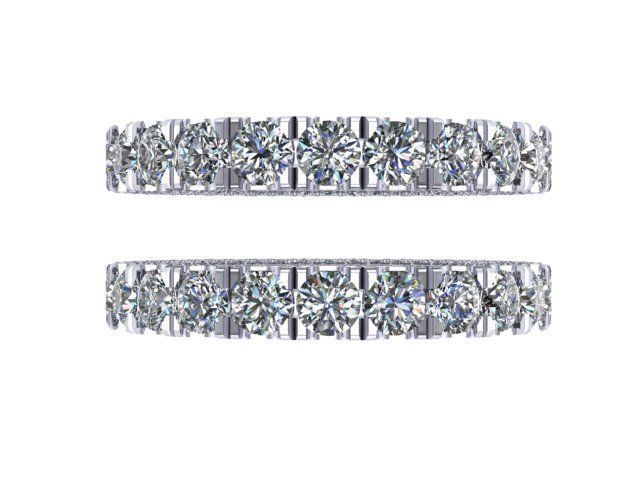 Three Row Diamond Ring  3D print model_12