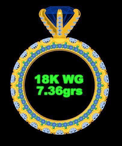 Three Row Diamond Ring  3D print model_4