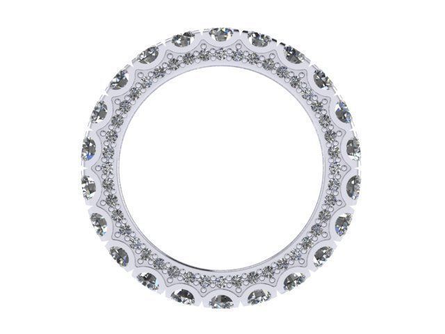 Three Row Diamond Ring  3D print model_3