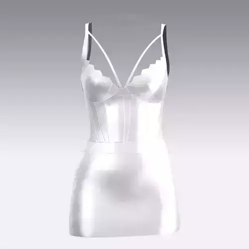 DRESS SATIN WHITE LOOK CORSET BLOUSE LOOK STYLE