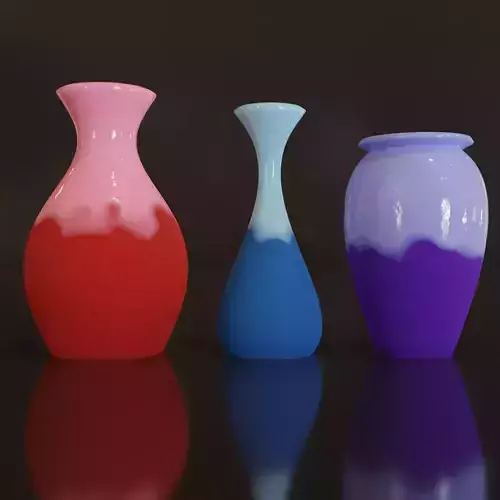 Flower And Vases - 3 colors 3D model