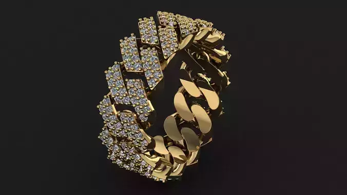 Diamond Cuban Link Ring 3D print model
