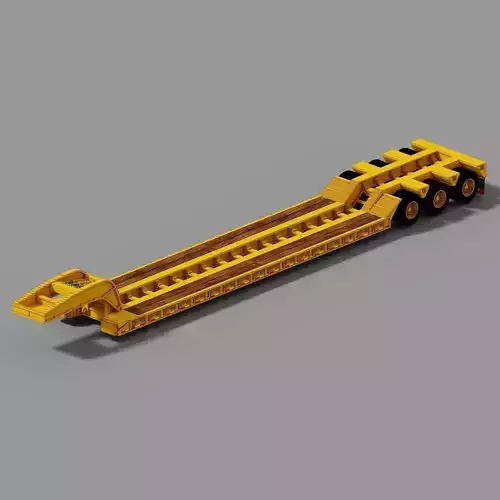 Voxel Peterbilt Truck And Lowboy Trailer Low-poly 3D model