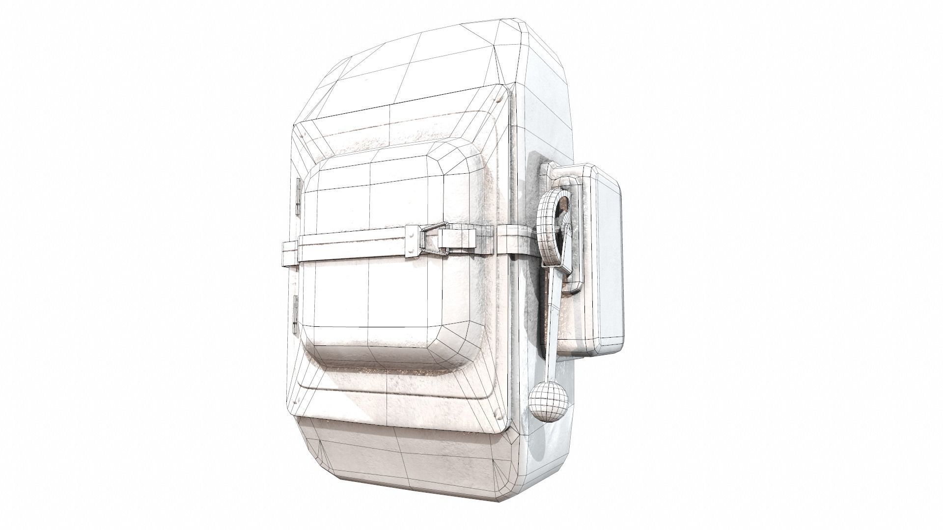 Blue painted switch electric board damaged rust da1 Low-poly 3D model_5
