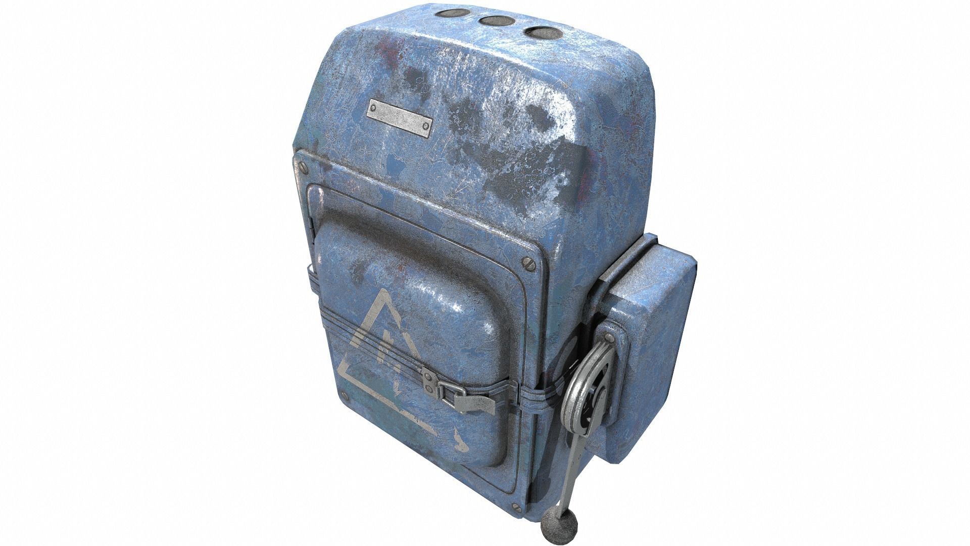 Blue painted switch electric board damaged rust da1 Low-poly 3D model_2