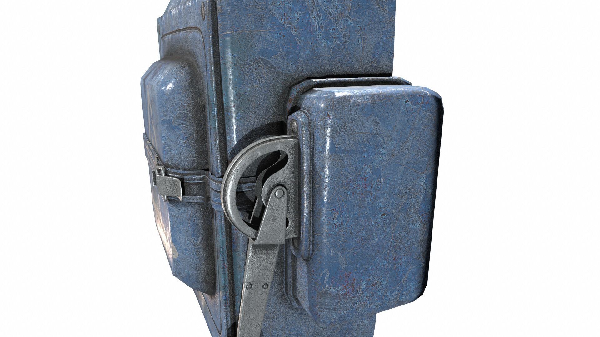 Blue painted switch electric board damaged rust da1 Low-poly 3D model_4