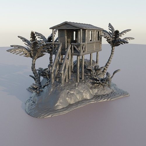 Small Island Hut Tabletop Terrain 28 mm 3D print model