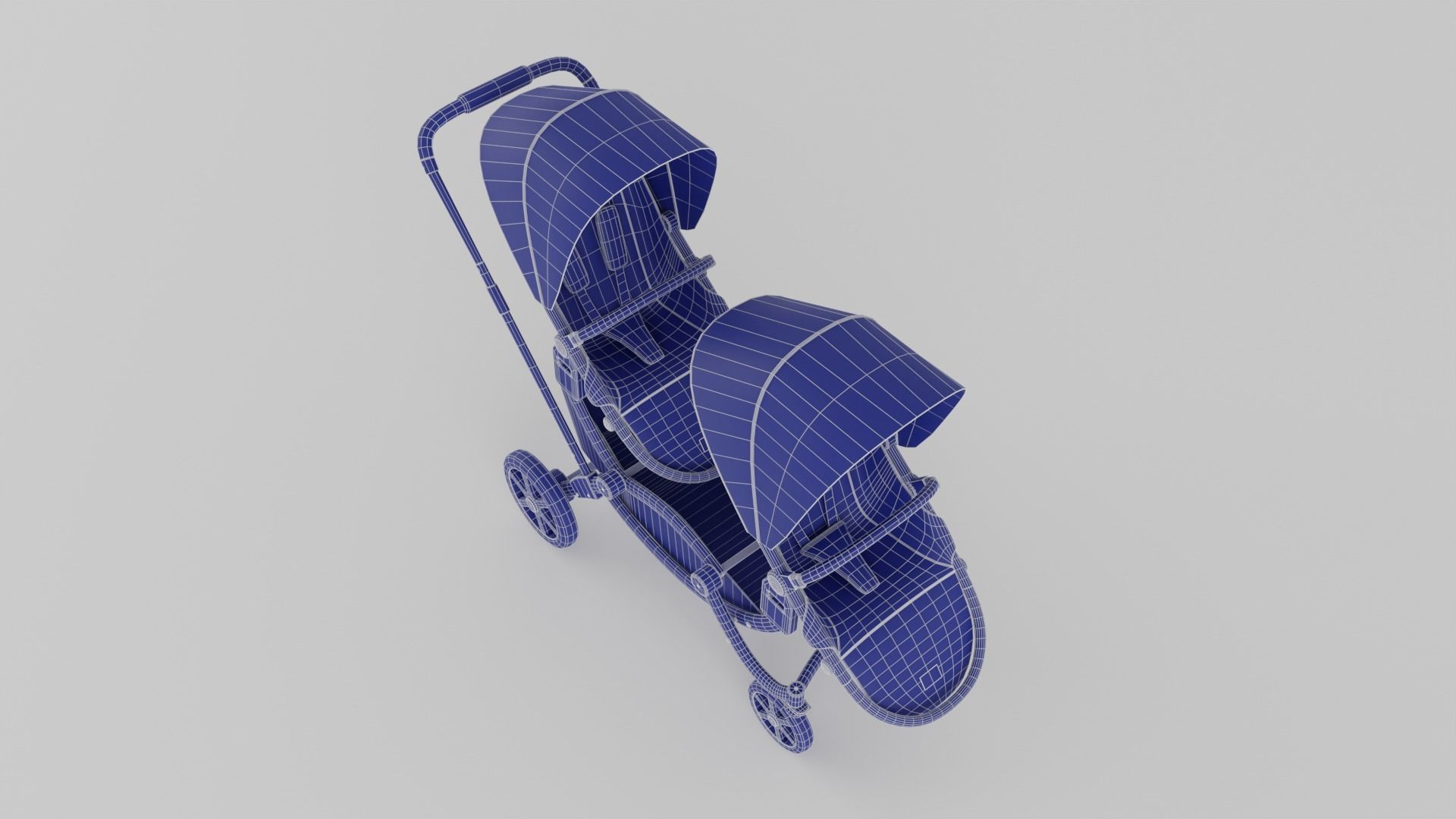 ABC Design Zoom Double Stroller Grey twin baby stroller S Low-poly 3D model_14