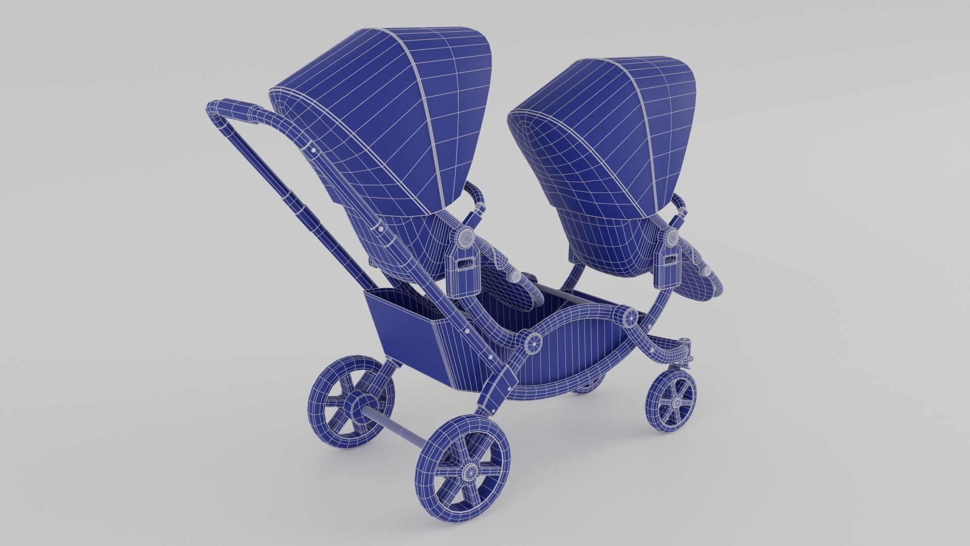 ABC Design Zoom Double Stroller Grey twin baby stroller S Low-poly 3D model_9
