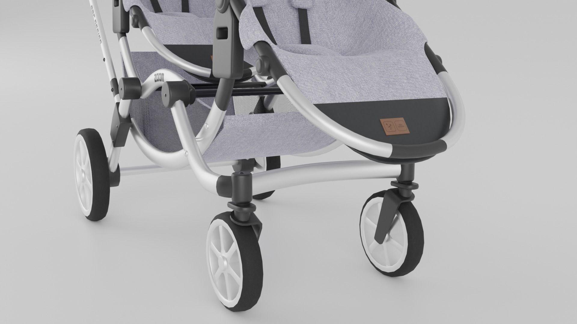 ABC Design Zoom Double Stroller Grey twin baby stroller S Low-poly 3D model_1