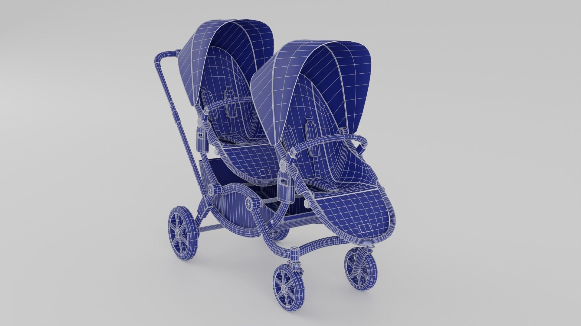 ABC Design Zoom Double Stroller Grey twin baby stroller S Low-poly 3D model_11