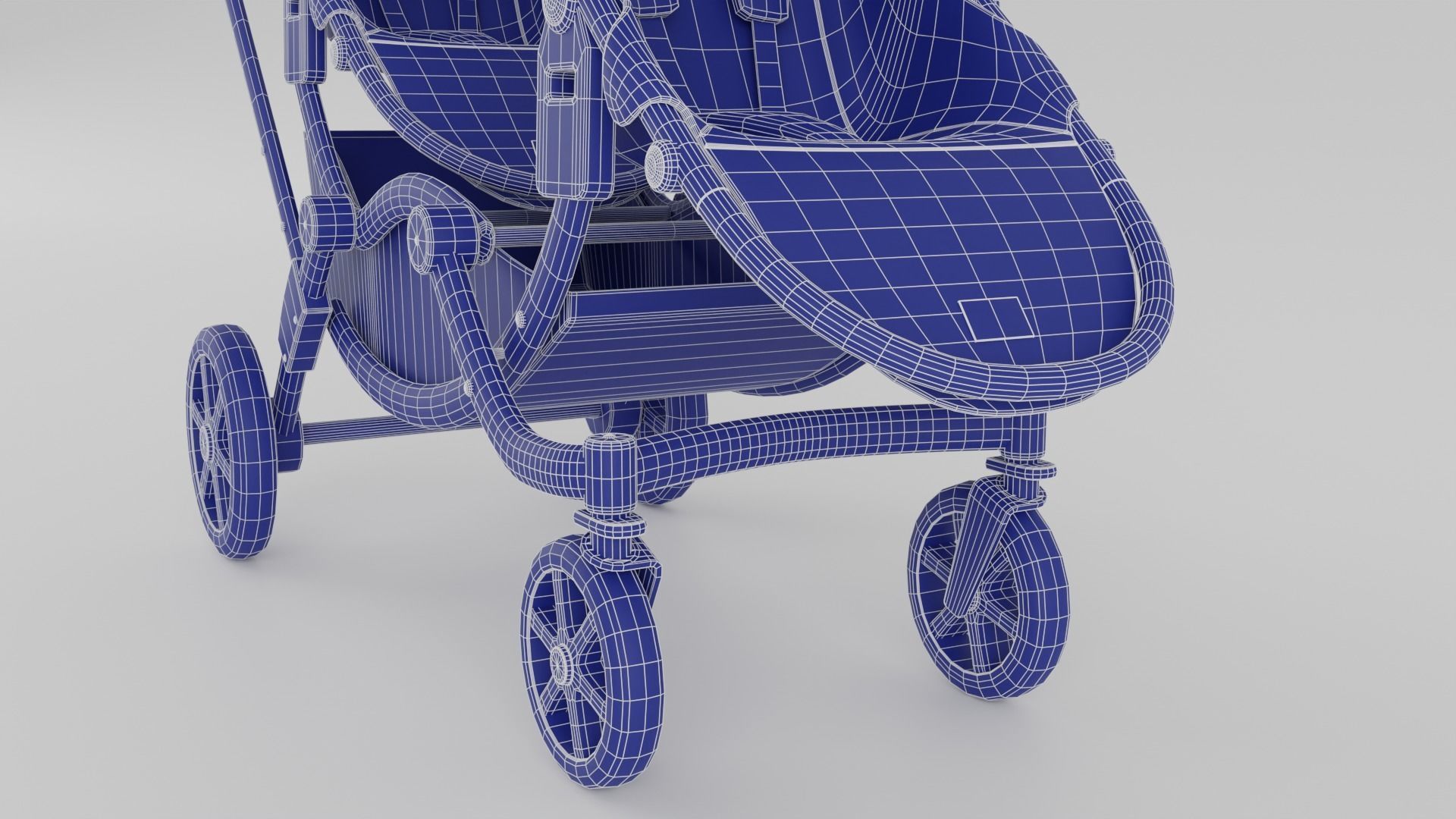 ABC Design Zoom Double Stroller Grey twin baby stroller S Low-poly 3D model_10