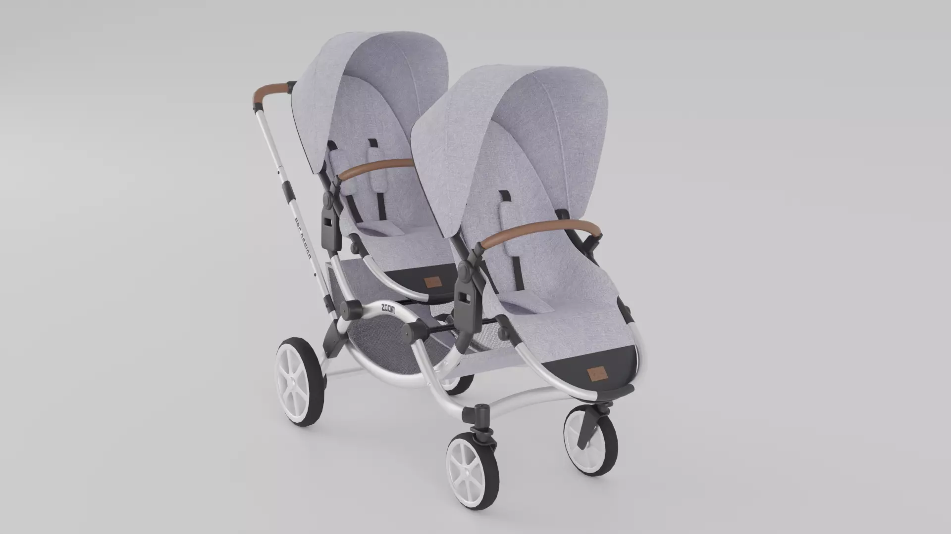 ABC Design Zoom Double Stroller Grey twin baby stroller S Low-poly 3D model_0