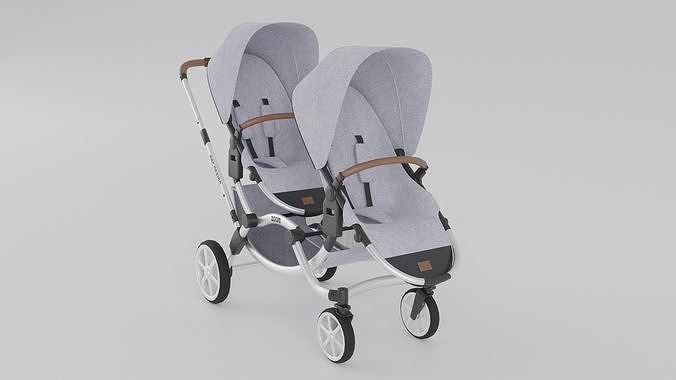 ABC Design Zoom Double Stroller Grey twin baby stroller S Low-poly 3D model