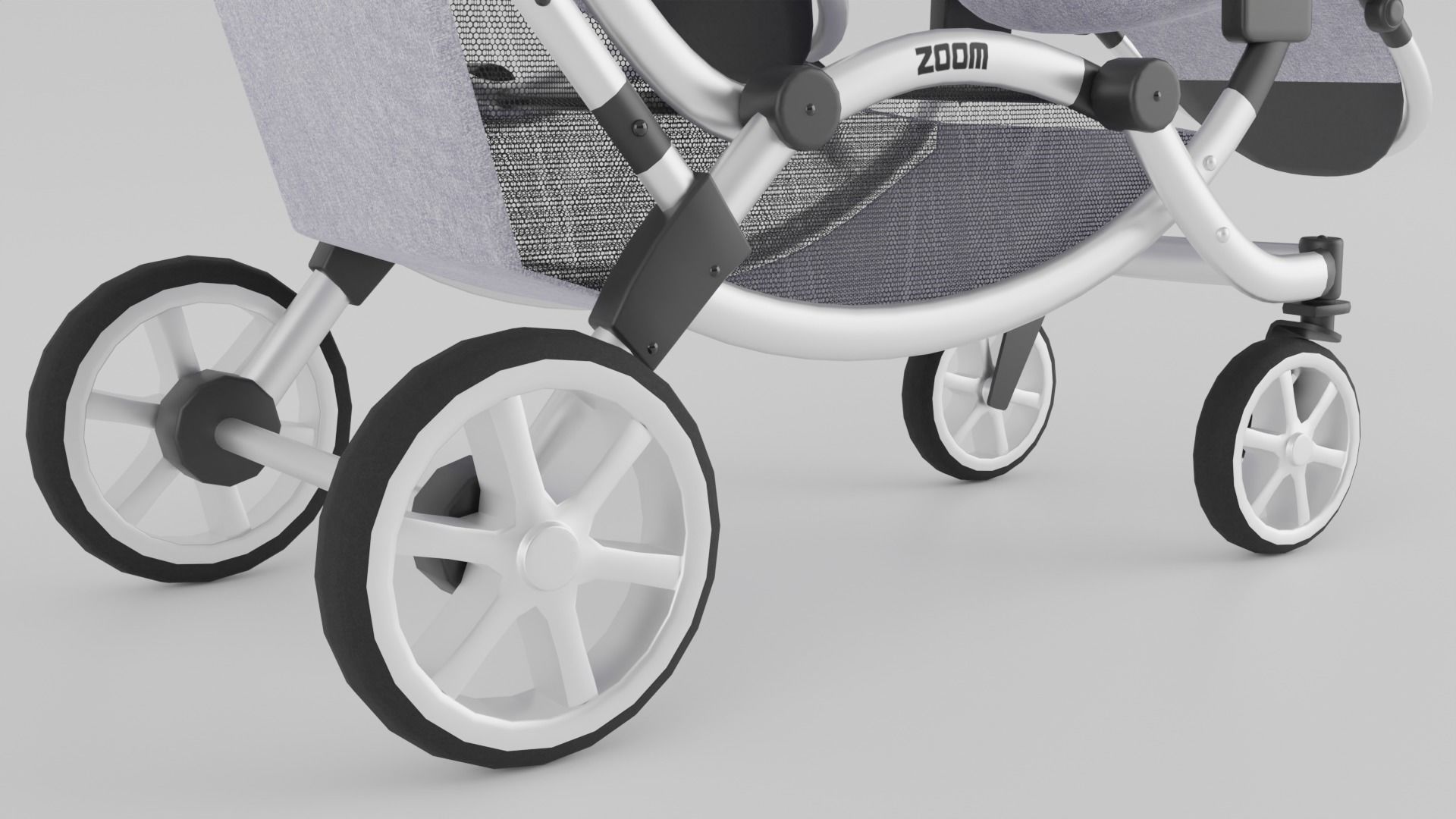 ABC Design Zoom Double Stroller Grey twin baby stroller S Low-poly 3D model_3