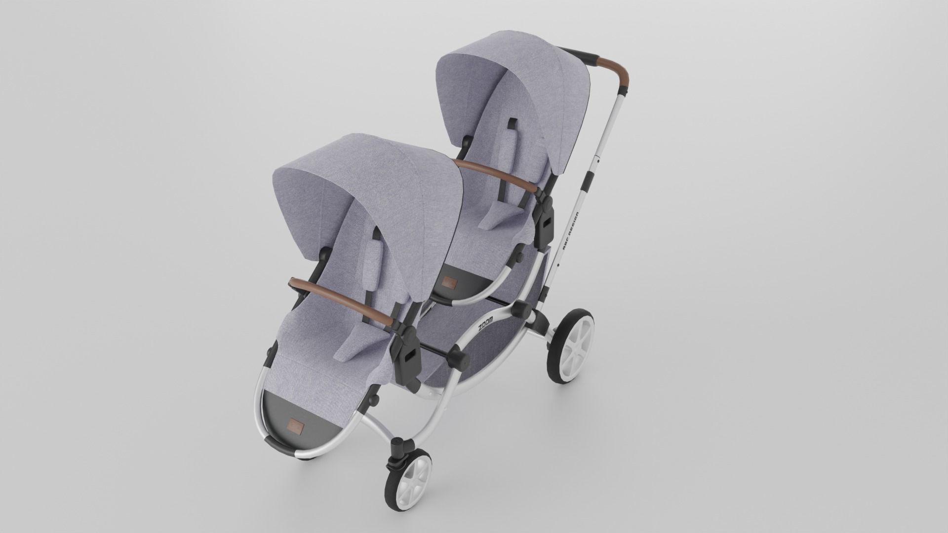 ABC Design Zoom Double Stroller Grey twin baby stroller S Low-poly 3D model_5