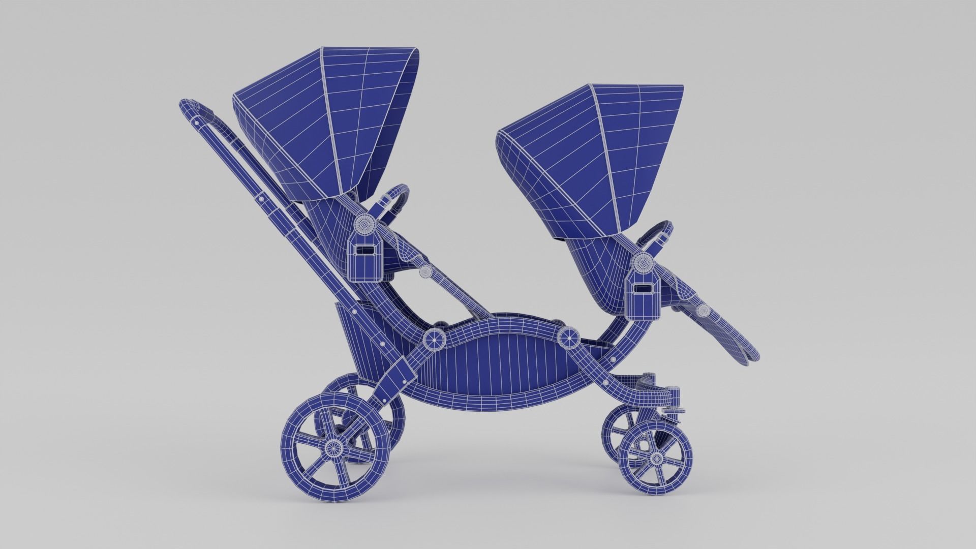 ABC Design Zoom Double Stroller Grey twin baby stroller S Low-poly 3D model_15