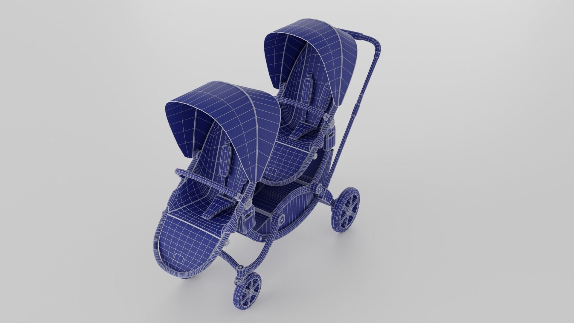 ABC Design Zoom Double Stroller Grey twin baby stroller S Low-poly 3D model_12