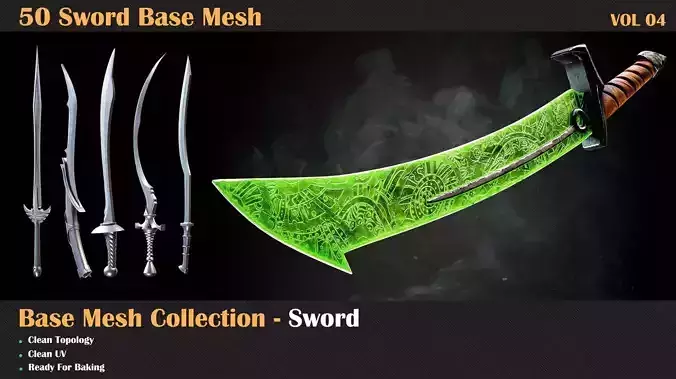50 Sword Base Mesh - VOL 05 - Game Ready