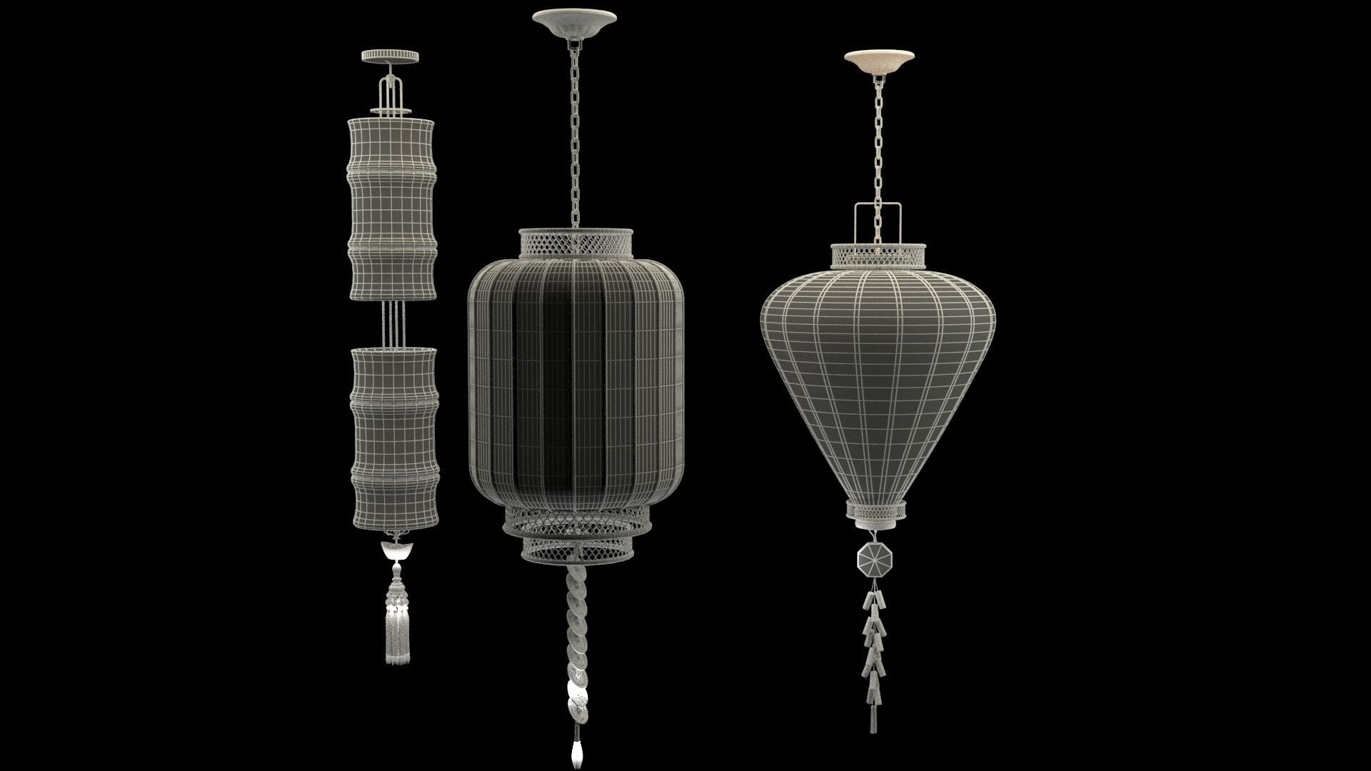 Chinese red lantern 3D model_9
