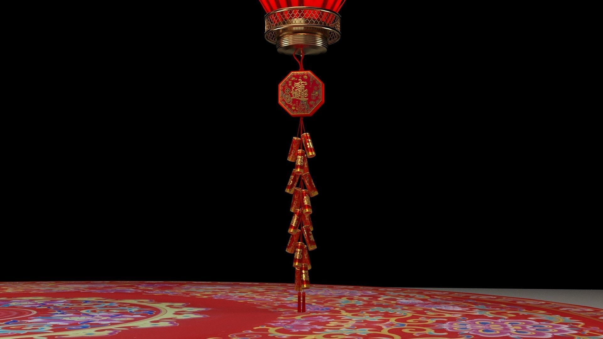 Chinese red lantern 3D model_5