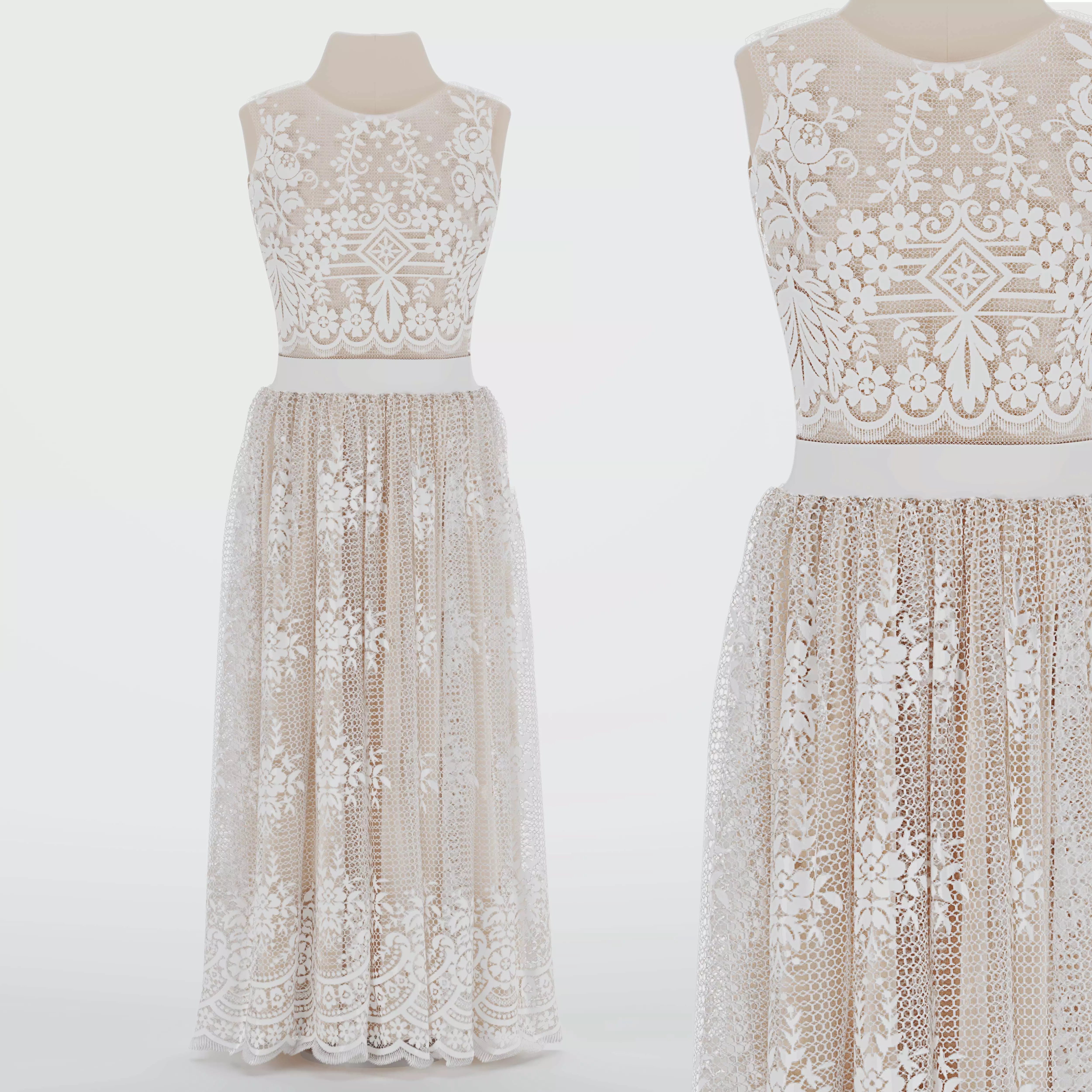 wedding dress 3D model_0