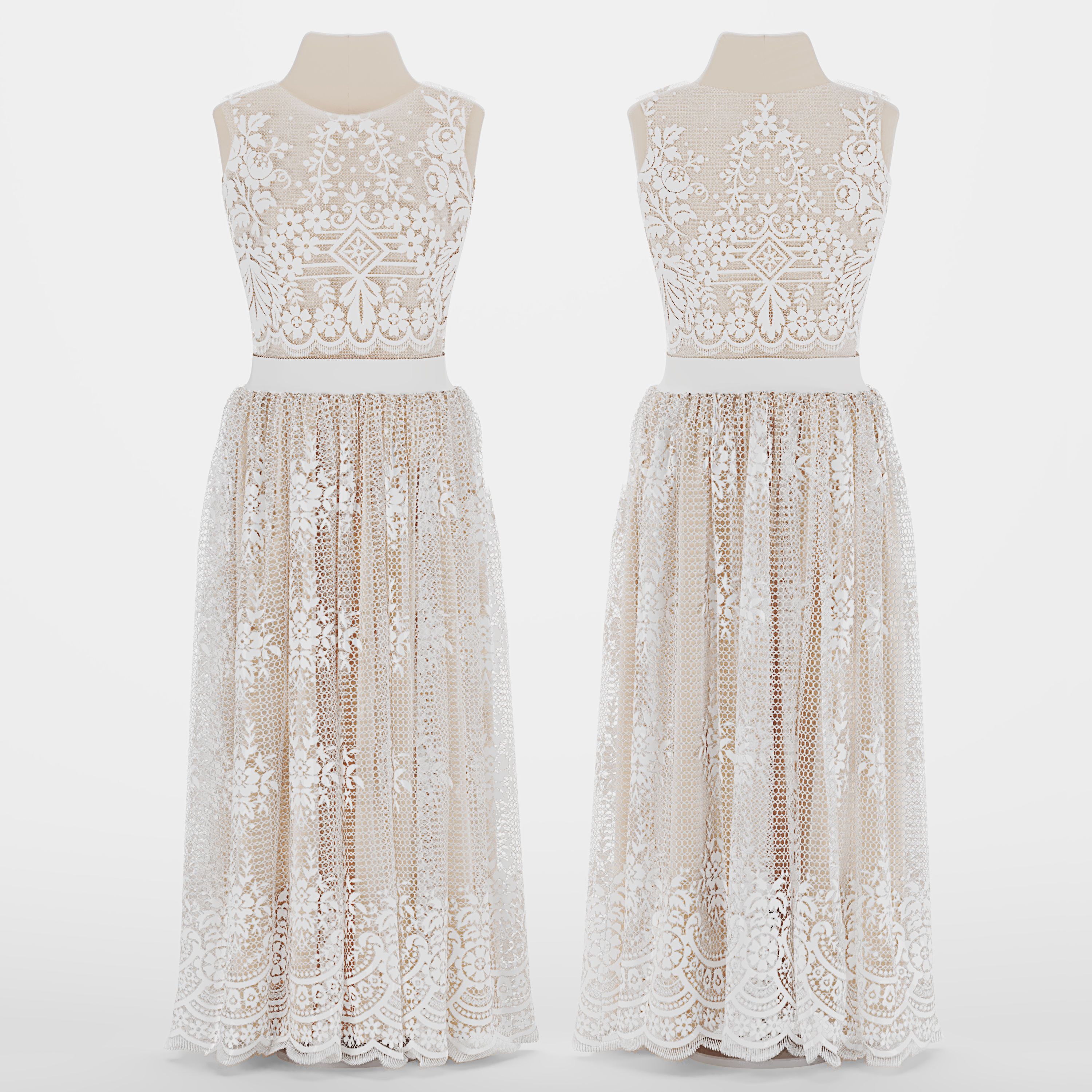 wedding dress 3D model_2
