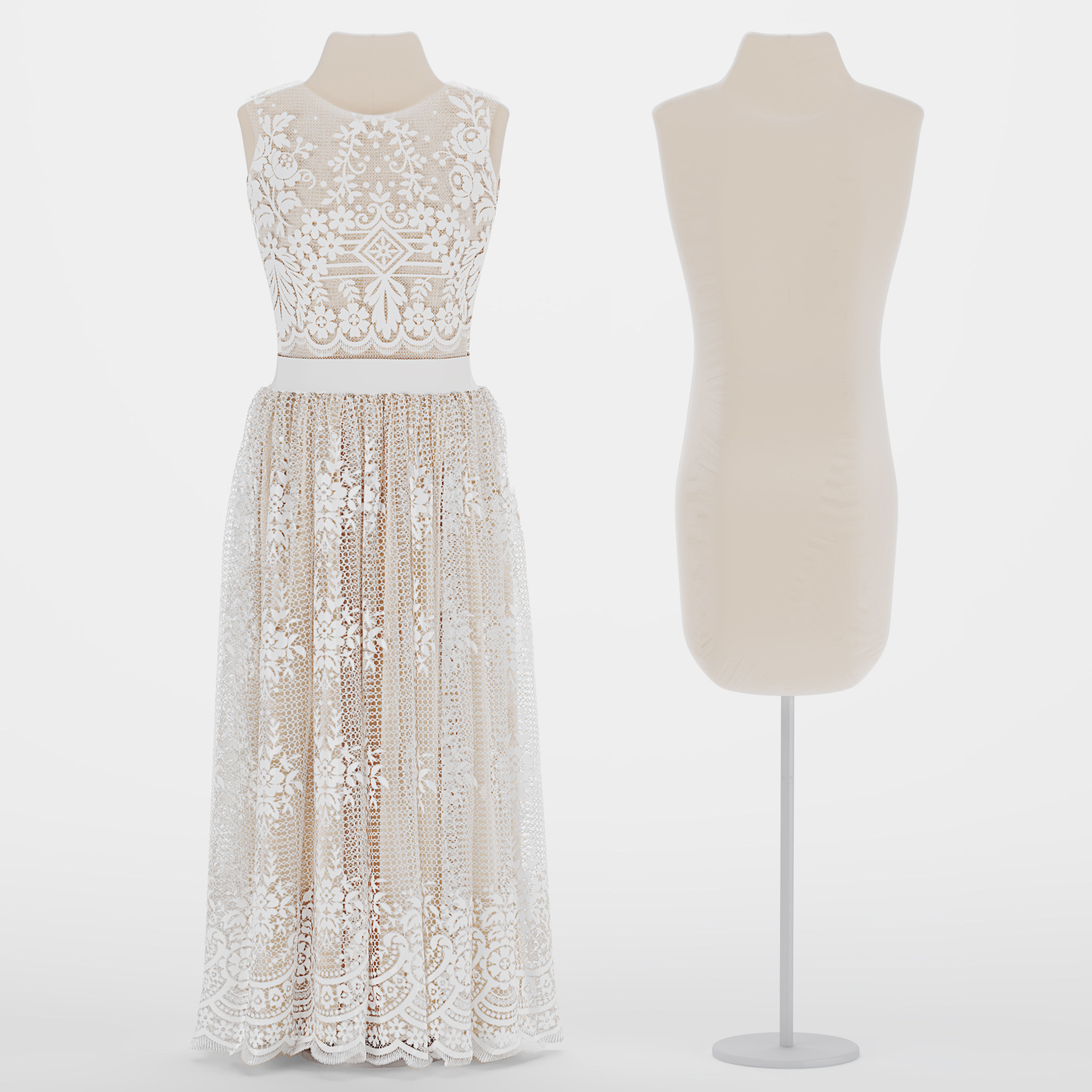 wedding dress 3D model_5