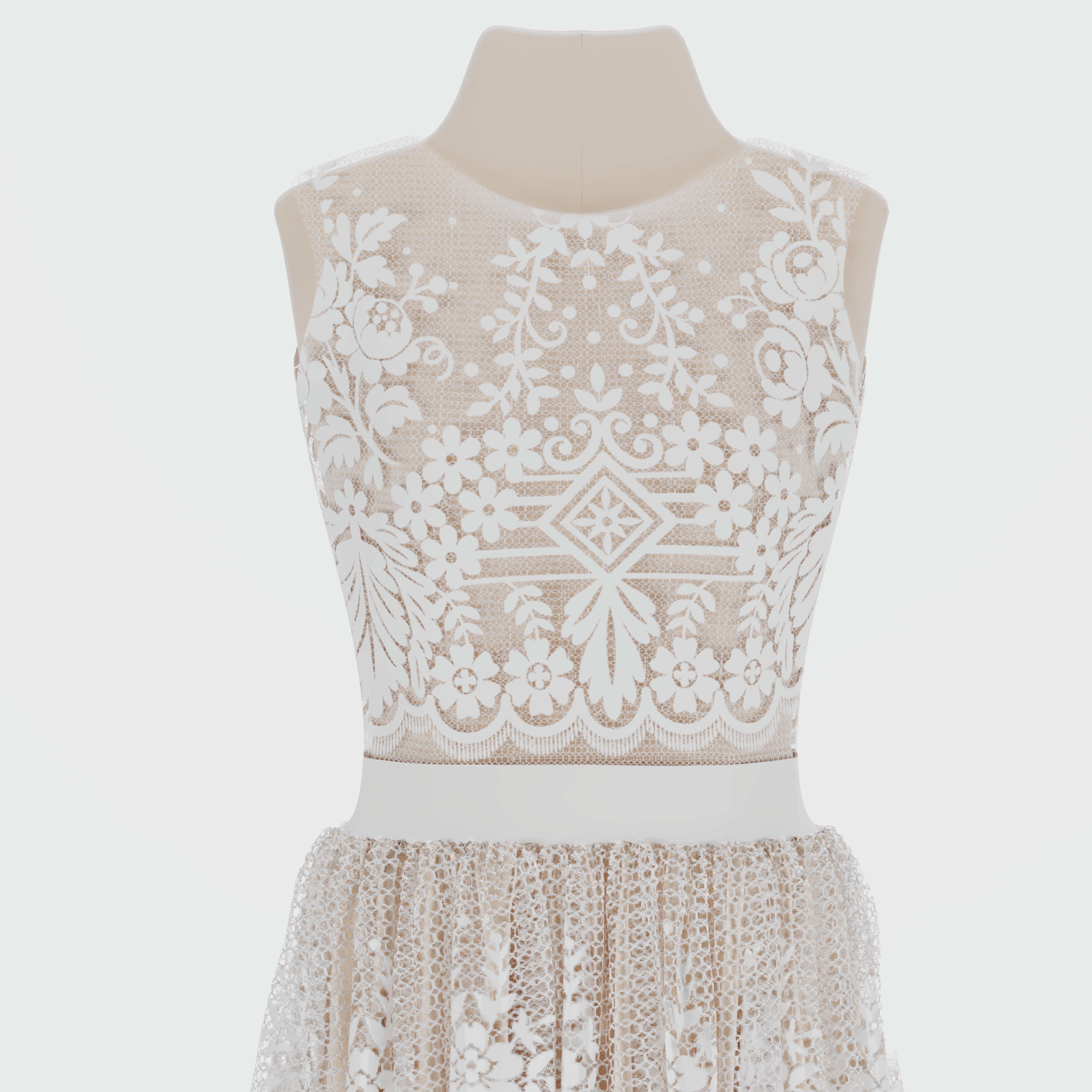 wedding dress 3D model_3