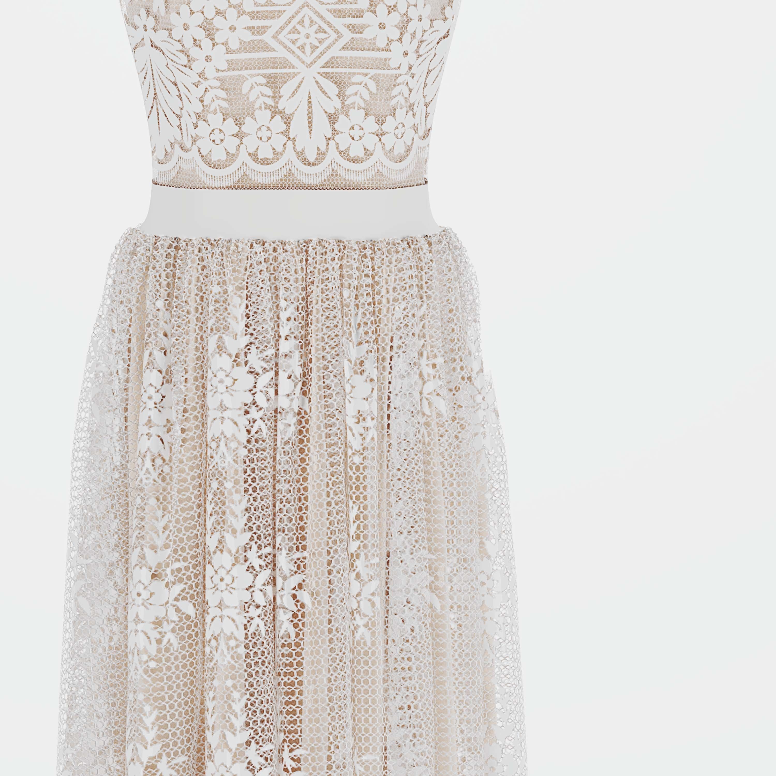 wedding dress 3D model_4