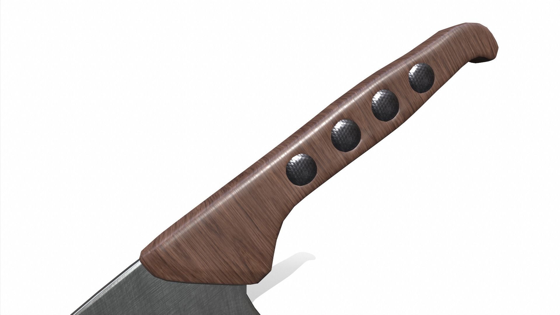 Cleaver kitchen knife Low-poly 3D model_4
