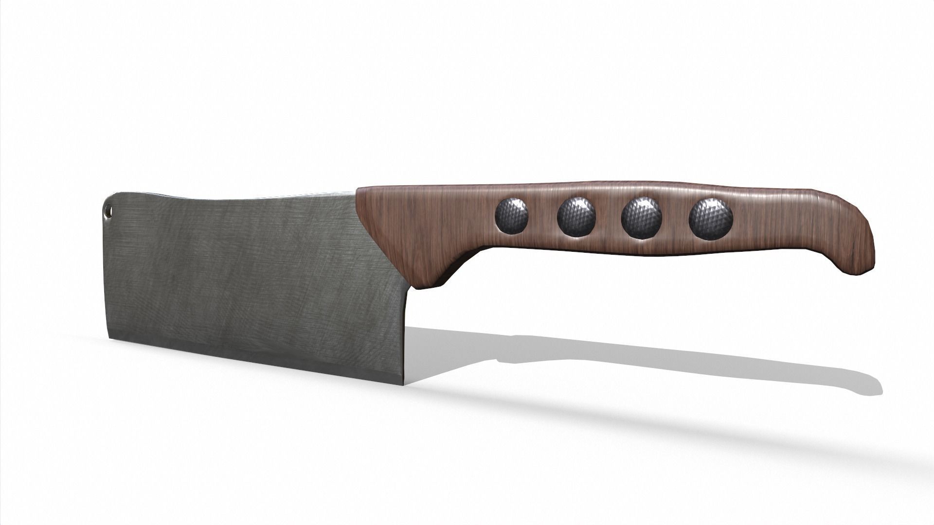 Cleaver kitchen knife Low-poly 3D model_6