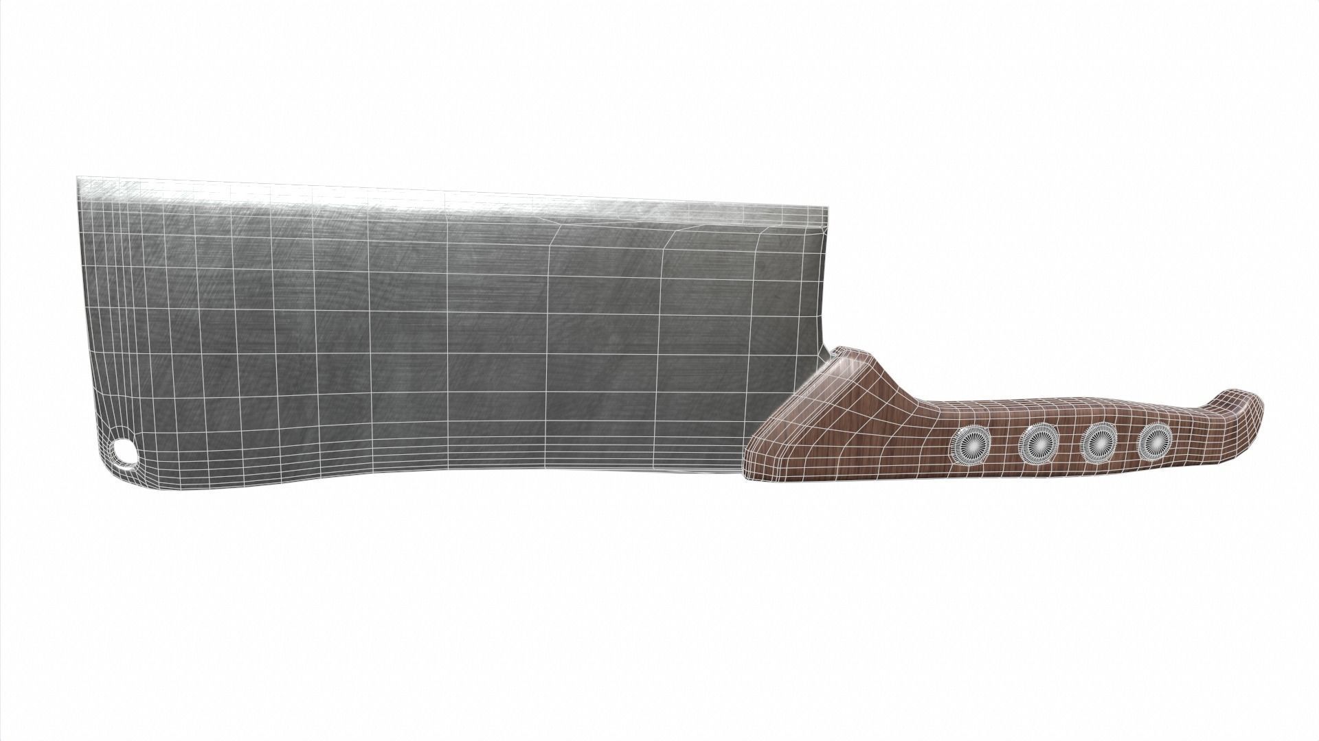 Cleaver kitchen knife Low-poly 3D model_9