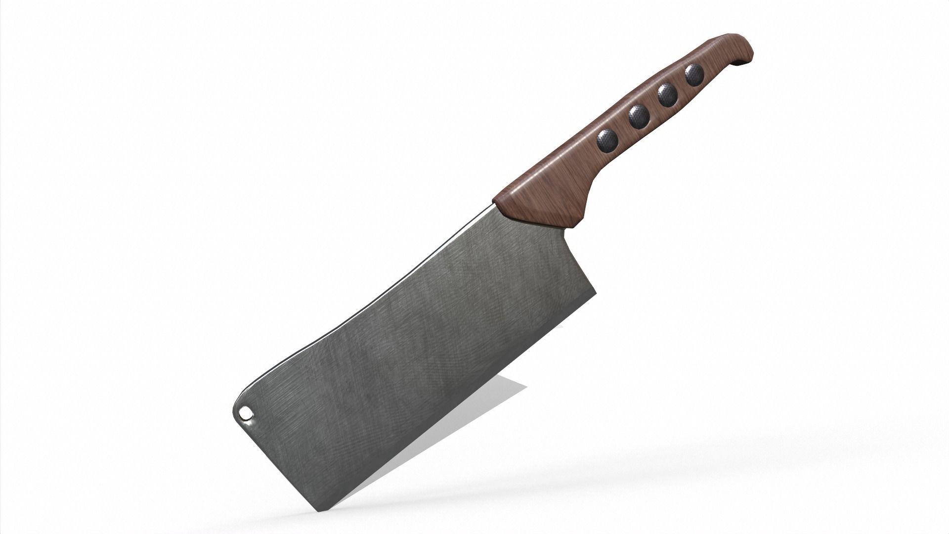 Cleaver kitchen knife Low-poly 3D model_5