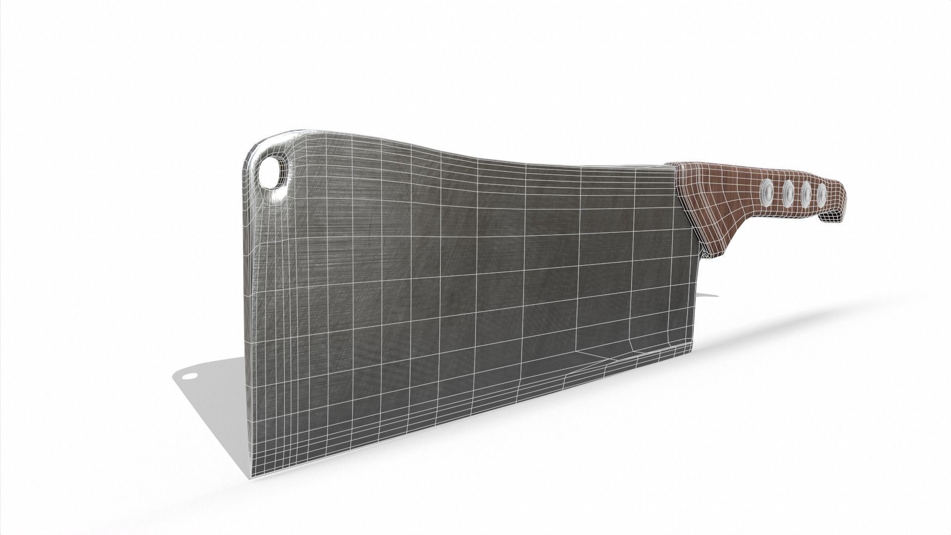 Cleaver kitchen knife Low-poly 3D model_8