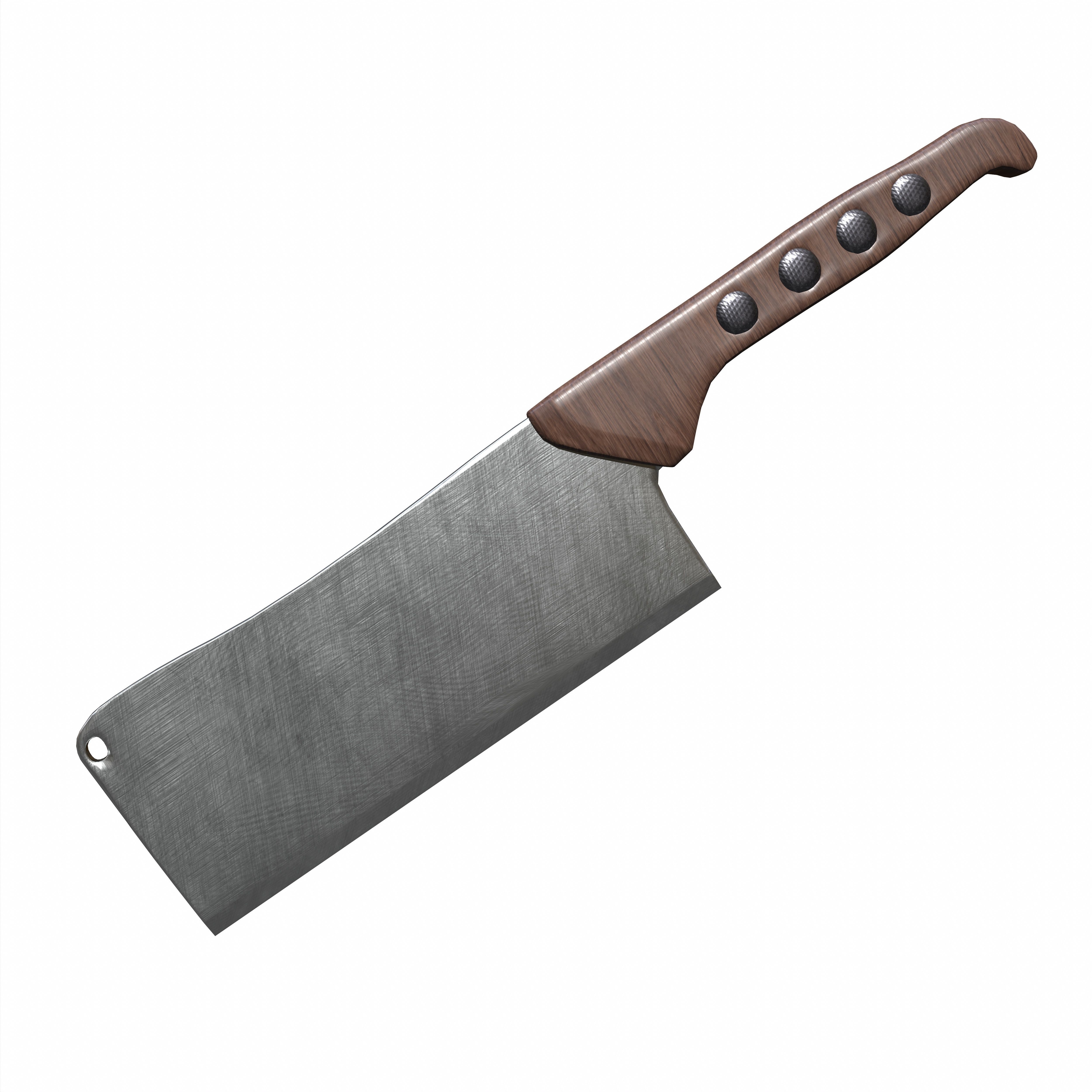 Cleaver kitchen knife Low-poly 3D model_3