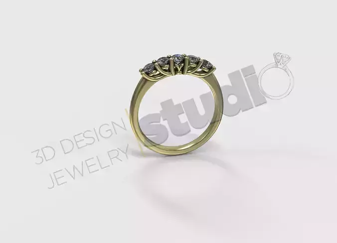 Aniversary ring 5 gems 3d model 3D print model