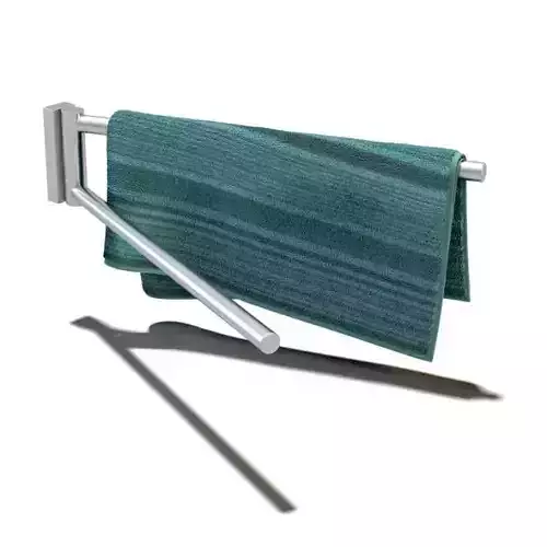 Chrome Silver Towel Rack With Green Striped Towel