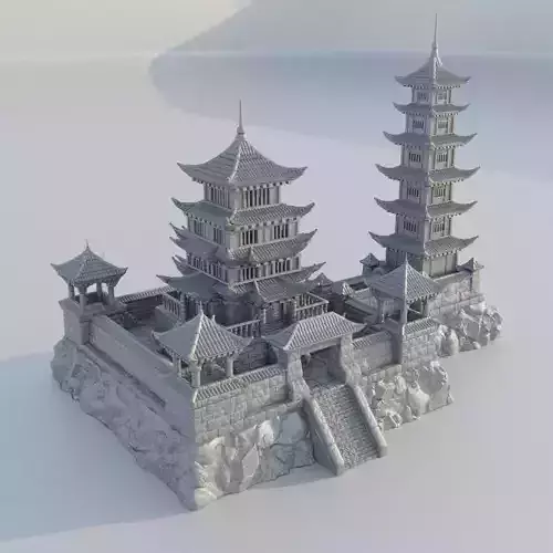 Samurai Temple Tabletop Terrain 28 mm 3D print model