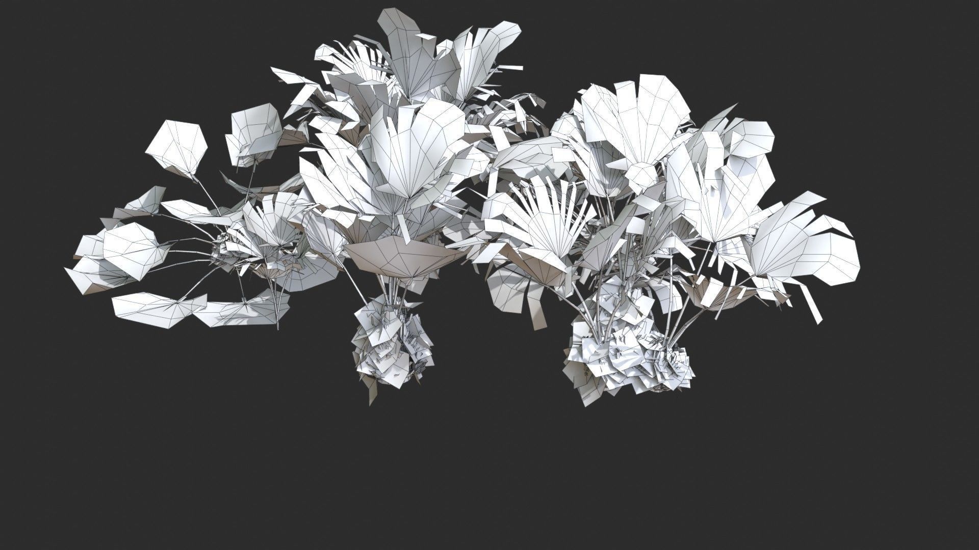 Modular Needle Palm Tree - Rhapidophyllum Hystrix Low-poly 3D model_20