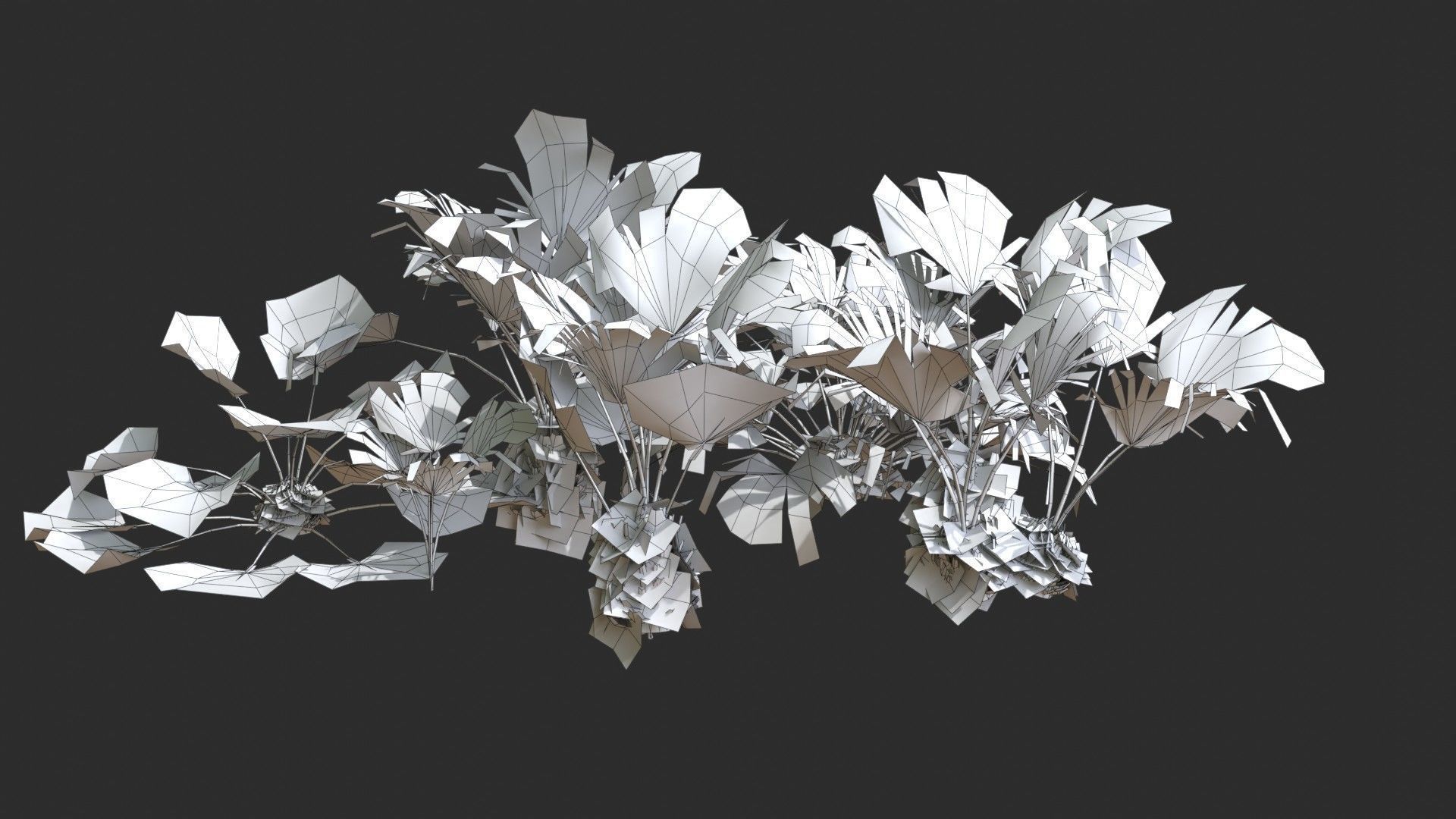 Modular Needle Palm Tree - Rhapidophyllum Hystrix Low-poly 3D model_16