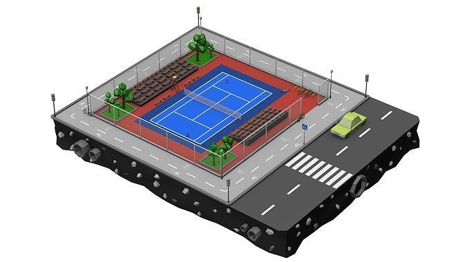 Tennis Court Low Poly 3d Model Low-poly 3D model