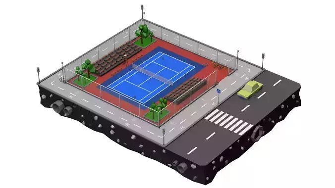 Tennis Court Low Poly 3d Model