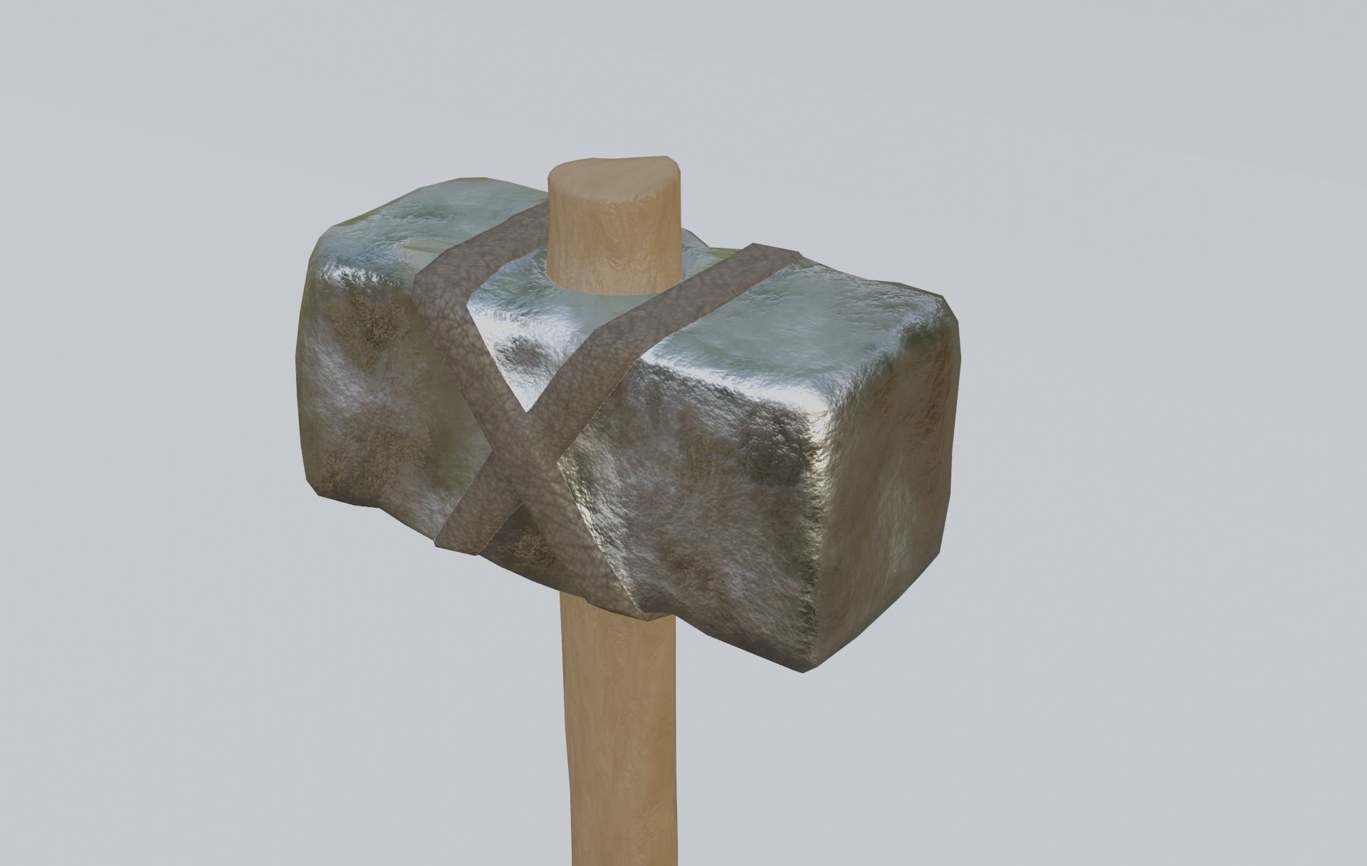 low-poly PBR sledgehammer axe with cross Low-poly 3D model_13